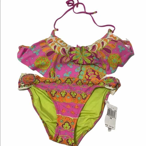 Trina Turk 2 Piece Bikini Swim Suit Size 12 - Picture 5 of 13